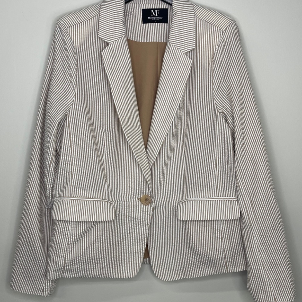 Tan Seersucker Blazer